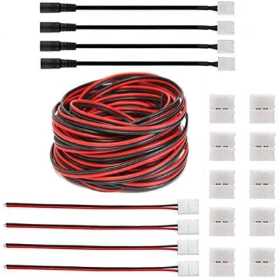 Afbeelding van RUNCCI YUN led connector, 2 polig, 8 mm kit bevat m 22 AWG verlengkabel, DC aansluitkabel, Gapless connector voor 3528/2835 ledstrips