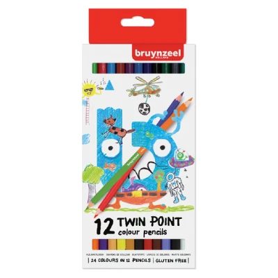 Afbeelding van Kleurpotlood Bruynzeel Kids Twin Point blister à 12 stuks assorti