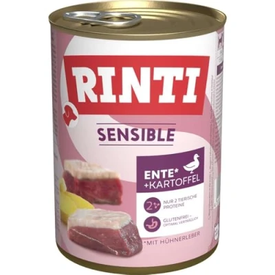 Afbeelding van 12 x 400 g Sensible Eend &amp; Aardappel met Kippenlever RINTI hondenvoer nat