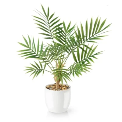 Afbeelding van PASCH® Areca Kunstpalm (35 cm) in witte keramische pot: Kunstplanten als echt pot Nep Plant palm kunstmatige Kunstbloemen Kleine