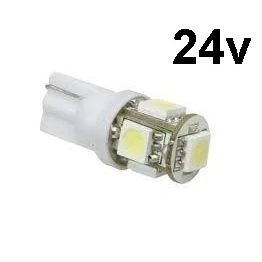 Afbeelding van T10 24 volt 5 LED 5050 SMD KOUD WIT 6500K