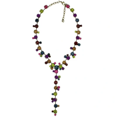 Afbeelding van Behave Y ketting multi color met kristalglas steentjes