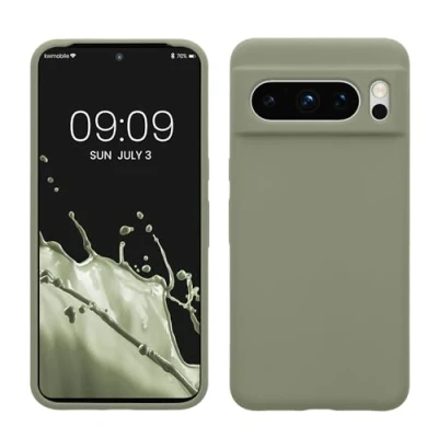 Afbeelding van kwmobile telefoonhoesje geschikt voor Google Pixel 8 Pro Hoesje met siliconen coating Smartphone case in grijsgroen