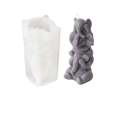 Afbeelding van Xidmold 3D olifant siliconenvorm kaarsvorm, dier bakvorm siliconen vormen voor fondant, taartdecoratie, chocolade, zeep, gips, sojawas, kaarsen, epoxyhars handwerk (D)