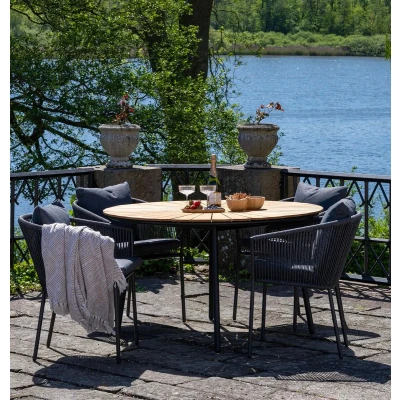 Afbeelding van Cleveland tuintafel Ø130cm teak,zwart.