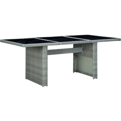 Afbeelding van Tuintafel poly rattan en gehard glas lichtgrijs