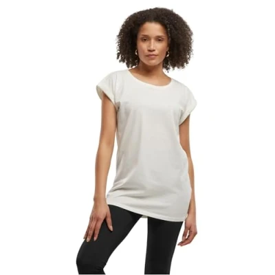 Afbeelding van Build Your Brand Dames T shirt Extended Shoulder Tee, Lang gesneden voor Vrouwen, Katoen, Ready for Dye, L
