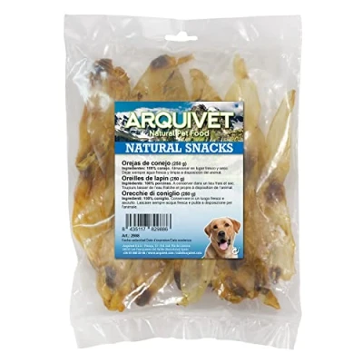 Afbeelding van Arquivet Konijnenoren (zak 250 g) 100% natuurlijke snacks voor honden lekkernijen, beloningen, lekkernijen hulp bij het reinigen van tanden