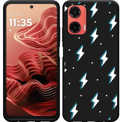 Afbeelding van Cazy Hoesje geschikt voor Motorola Moto G35 Siliconen Zwart Bliksemschichten