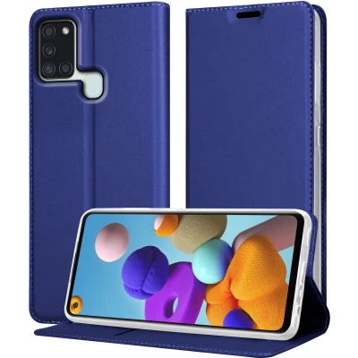 Afbeelding van Cadorabo Hoesje geschikt voor Samsung Galaxy A21s in CLASSY DONKER BLAUW Beschermhoes met magnetische sluiting, standfunctie en kaartvakje Book Case Cover Etui