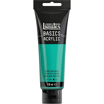 Afbeelding van Liquitex Basics 8870036 Monopigmenteerde acrylverf, kunstenaarspigmenten, lichtecht, gemiddelde viscositeit, achivkwaliteit, zijdeglanzende afwerking, 118ml Bright Aqua Green