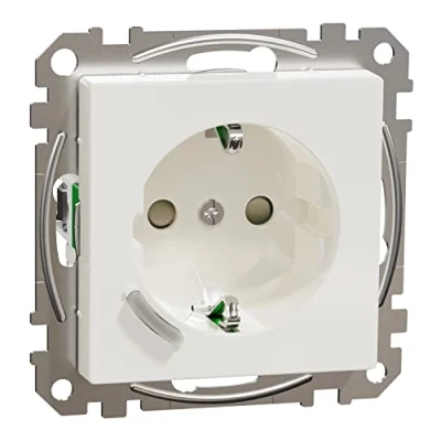 Afbeelding van Merten MEG2380 0319 Wiser Connected Schuko stopcontact, 16A TPB polarwit systeem M, Smart compatibel met Amazon Alexa en Google Home, Home WiFI