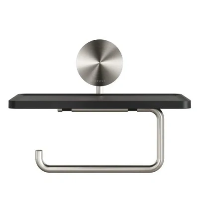 Afbeelding van Geesa opal closetrolhouder met planchet 17 5x14 3x12 9cm rvs geborsteld mat zwart 91722405 917224 05