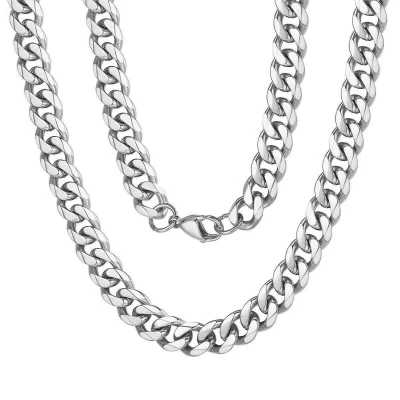 Afbeelding van Fako Bijoux® Schakelketting Staal RVS Gourmette Cuban Link 9mm 55cm Zilverkleurig
