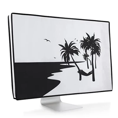 Afbeelding van kwmobile beschermhoes Monitor geschikt voor 27 28&quot; Computerscherm cover Computer accessoires PC scherm hoes in zwart / wit ontspannende hangmat design