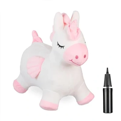 Afbeelding van Relaxdays skippy dier eenhoorn met hoes bpa vrij unicorn opblaasbaar