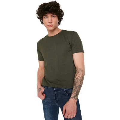 Afbeelding van Trendyol TMNSS22TS0271 Volwassenen Mannen T shirt single Khaki S