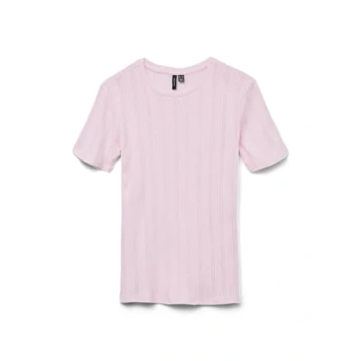 Afbeelding van Vero Moda Vmlisa Pointelle Tshirt basic, Dames, Maat: Medium, Pink a boo