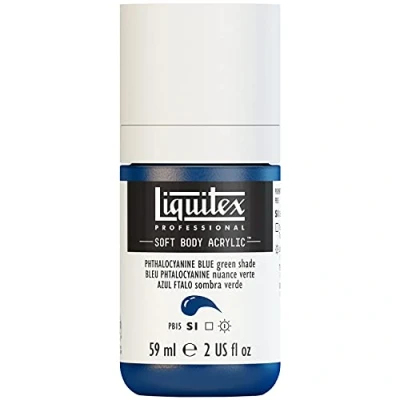 Afbeelding van Liquitex 1959316 Professional Acrylfarbe Soft Body Künstlerfarbe in cremiger deckender Konsistenz, hohe Pigmentierung, lichtecht &amp; alterungsbeständig, 59ml Flasche Phthaloblau (Grünton)
