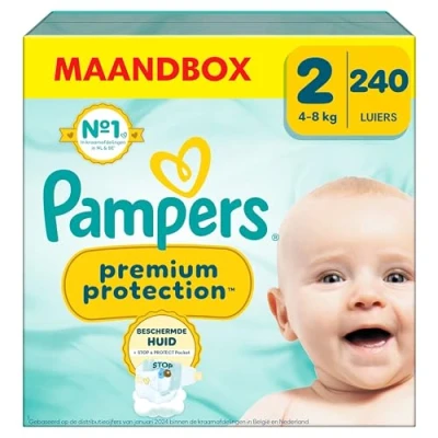 Afbeelding van Pampers Premium Protection Luiers Maat 2 (4 8 kg) 240 stuks