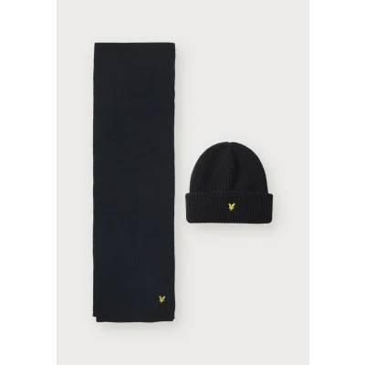 Afbeelding van Lyle &amp; Scott Beanie Scarf Unisex SET Muts, Maat: One Size, Jet black