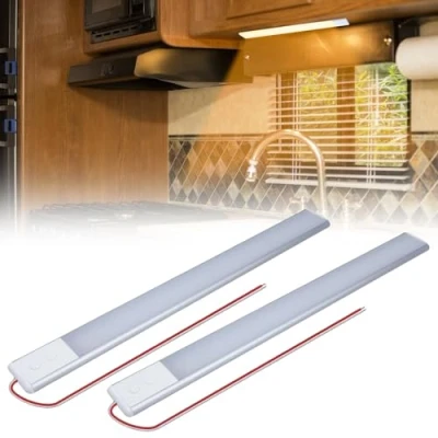 Afbeelding van 2 stuks led lampen camper, 12 volt camper verlichting, dimbare camperverlichting, strip, auto dak lichtstrip met geheugenschakelaar voor