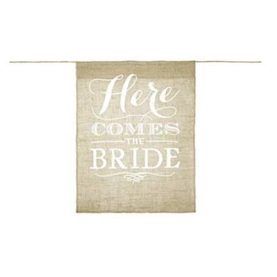 Afbeelding van Jute Banner Here comes the Bride