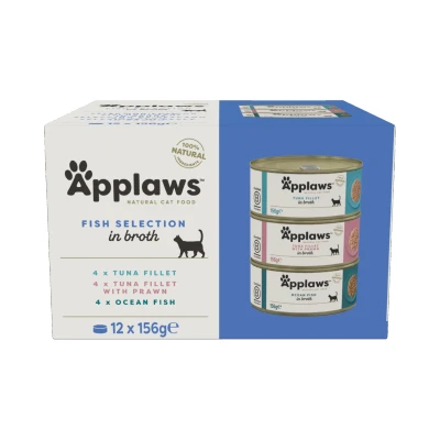 Afbeelding van 12x156g Applaws Mix Vis in Bouillon Kattenvoer nat