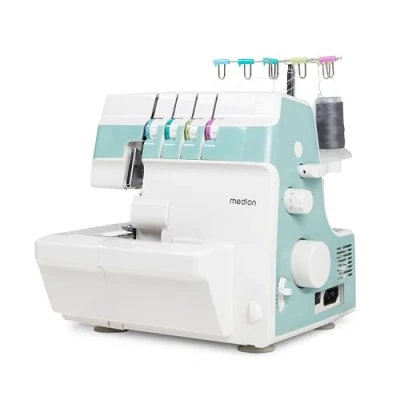 Afbeelding van MEDION overlock naaimachine SO90 (elektrisch, 90 watt, LED lampje, one pass snijden, uitgebreide accessoires, MD19169) turquoise