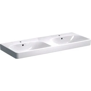 Afbeelding van Geberit Smyle dubbele meubelwastafel wit (120 x 48 cm) 2x 1 kraangat,