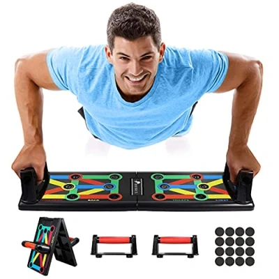 Afbeelding van ROMIX Push up Board, 12 in 1 Multifunctioneel Draagbare System Body Building Bracket Board Rack met Anti slip Handgrepen, Thuis Fitness Workout Training Apparatuur Stands voor Mannen Vrouwen