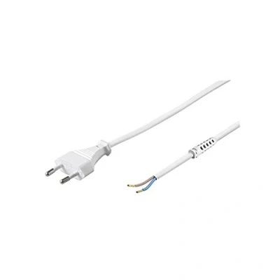 Afbeelding van CEE 7/16 2 aderig open eind stroomkabel met trekontlasting 2x 0,75mm / wit 1,5 meter