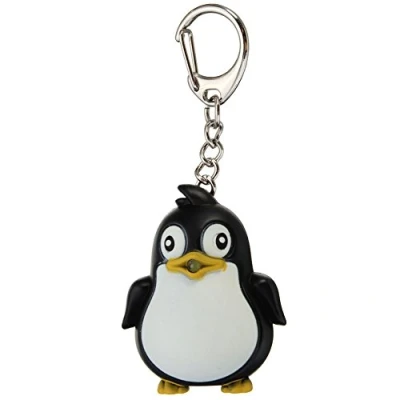 Afbeelding van ZHOUBA Leuke dierlijke pinguïn LED licht met geluid sleutelhanger zaklamp kerstcadeau (zwart), Zwart