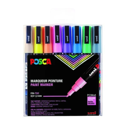 Afbeelding van Posca Paintmarker Pc 3m, Set Van 8 Markers In Geassorteerde Pastelkleuren
