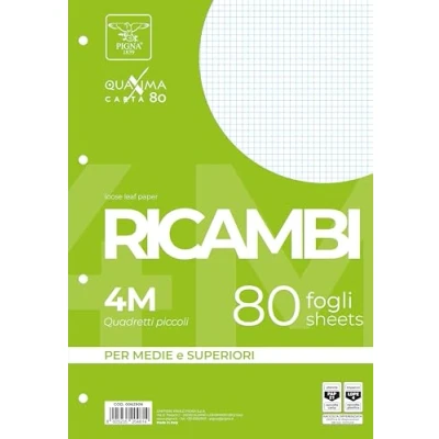 Afbeelding van Pigna 00629064M, niet versterkte vervanging, liniatuur 4 M, geruit mm voor 4e en 5e klasse, middelste bovenste 80 g/m² papier, verpakking van vellen