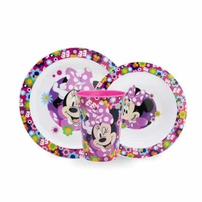 Afbeelding van Sorrisini Herbruikbaar servies, Ontbijtset voor kinderen, Kinderservies plastic, kinderserviesset, baby serviesset, kinderbestek, kinderserviesset inclusief kinderborden, BPA Free Minnie Mouse