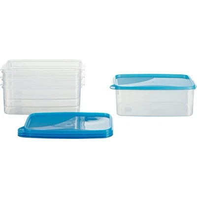 Afbeelding van MiraHome Set van 4 voedselcontainers 2,5 liter rechthoekige Oostenrijkse kwaliteit (blauw, 23 x 15 9 cm)