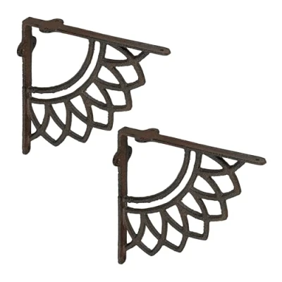 Afbeelding van plankdrager set van 2 19 cm gietijzer mandala bruin