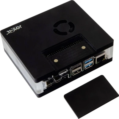 Afbeelding van Joy it RB MULTIMEDIACASE01 SBC behuizing Geschikt voor serie: Raspberry Pi Afneembare GPIO afdekking, Incl. actieve koeler, Met magneetsluiting Zwart,