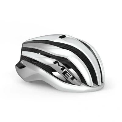 Afbeelding van MET Trenta 3K Carbon MIPS Fietshelm Maat M White Silver Metallic Matt