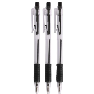 Afbeelding van Balpennen 8x stuks zwart softgrip kliksysteem Pennen