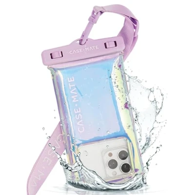 Afbeelding van Case Mate IP68 drijvend waterdicht telefoonhoesje [touchscreen compatibel] [Past tot 6,8&quot; telefoons] met sleutelkoord voor iPhone 15 Pro Max/14 Max/13 Max/12/S24 Ultra Zeepbel