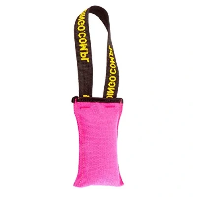 Afbeelding van Dingo Hondenspeelgoed, bijtworst, behendigheid, katoen, met handvat, handgemaakt, voor bisstraining, apporteren, drijvend, 15 x 6 cm, roze