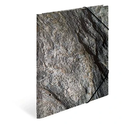 Afbeelding van HERMA 19789 Verzamelmap DIN A3 Nature Stone, stevig karton, opbergmap met haptische afwerking, volledige binnendruk en elastiek, documentenmap voor kinderen, jongens meisjes