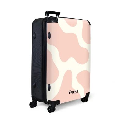 Afbeelding van NoBoringSuitcases.com® Koffer groot Reiskoffer lichtgewicht Wit met roze vlekken Rolkoffer 4 wielen Grote trolley XL 98 liter bagage