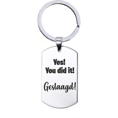 Afbeelding van Sleutelhanger RVS Yes You Did it Geslaagd