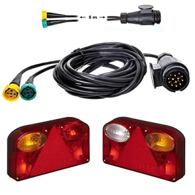 Afbeelding van Cardepot24 Achterlichten set aanhanger incl. kabelset 5m met 13 polige stekker