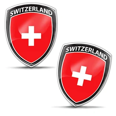 Afbeelding van Biomar Labs® 2 x stickers 3D gel siliconen badge auto motorfiets fiets raam deur PC mobiele telefoon tablet laptop Zwitserland Zwitserse vlag F 155
