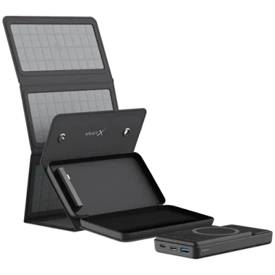 Afbeelding van Xlayer Draadloze Powerbank 10.000mAh 15W Zwart met Zonnepaneel