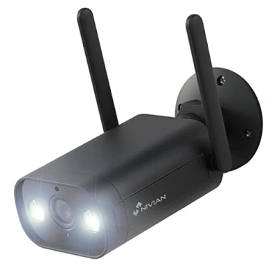 Afbeelding van NIVIAN Bullet wifi camera 2,4 GHz 2K resolutie geschikt voor buiten IP66 detectiefunctie mensen nachtzicht 10 m compatibel met Alexa en Google Home afstandsbediening Tuya app kleur